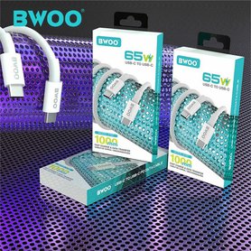 Datový kabel BWOO X192 USB-C - USB-C 1m 65W bílý